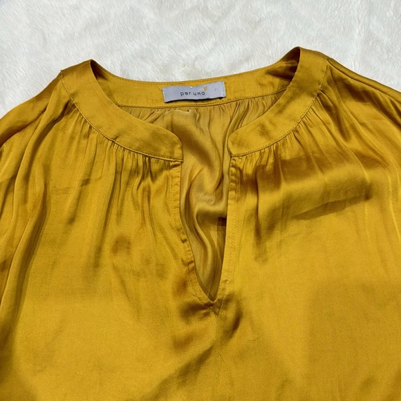 Marks & Spencer’s Silk gold top with balloon arms - Picture 3 of 6